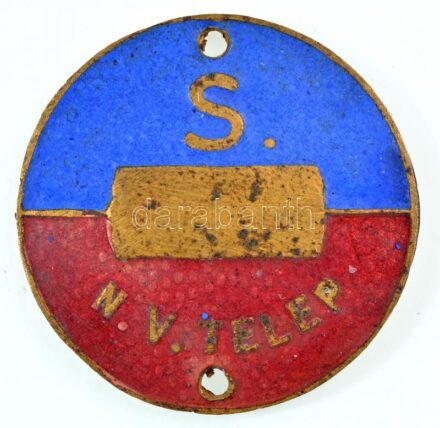 ~1930-1940. 'S. - N. V. Telep' zománcozott bronz felvarró (29mm) T:2