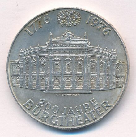 Ausztria 1976. 100Sch Ag '200 éves a Várszínház' T:1-patina Austria 1976. 100 Schilling Ag '200th Anniversary of the Burgtheater' C:AU patina