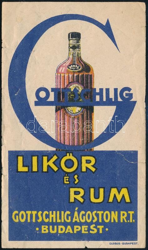 Gottshlig Likőr és Rum számolócédula, szakadással