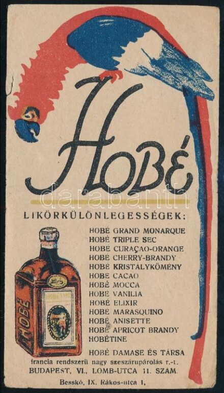 Hobé Likörkülönlegesség számolócédula