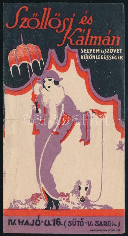 Szőllősi és Kálmán selyem és szövet számolócédula, hajtott