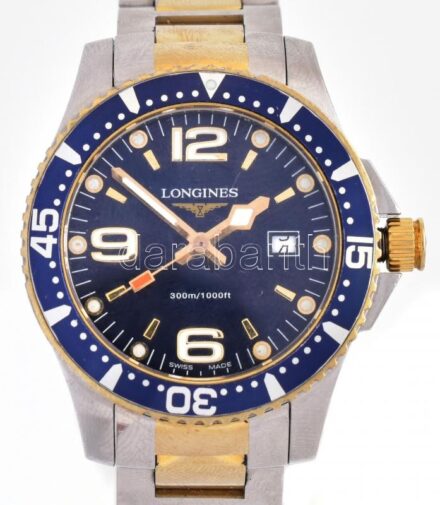 Longines Hydro Conquest Diver Bicolor Quartz férfi karóra, gyári acél szíjjal, működik, apró kopásokkal, gyári dobozban, d:39mm