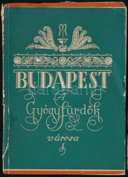 Budapest a gyógyfürdők városa. Bp., 1943, Budapesti Központi Gyógy- és Üdülőhelyi Bizottság, (Hungária-ny), 63 p. Fekete-fehér fotókkal. Kiadói papírkötés, kissé kopott, foltos borítóval, javított gerinccel, a borító felül