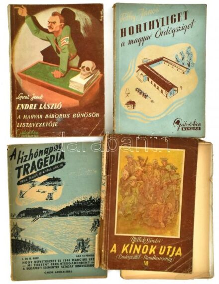 II. világháborúval kapcsolatos könyvek: Tóthy JÁnos: Horthyliget a magyar Ördögsziget, Bp. Gábor Áron, Lévai Jenő? Endre László a magyar háborús bűnösök listavezetője, tízhónapos tragédia, Millok Sándor A kínok útja.