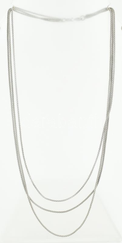 Ezüst(Ag) háromszálas nyaklánc, jelzett, h: 38 cm, nettó: 5 g