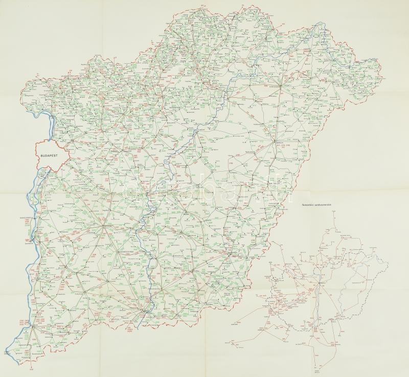 1969-1970 Magyarország autóbusz hálózata térkép. 66x72 cm - Image 2