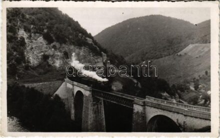 1936 Anina, Oravica-Anina, Oravita-Anina; Vasúti hegyipálya, Zsittin-völgyi vasúti híd, viadukt, gőzmozdony / mountain railway bridge, viaduct, locomotive
