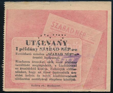 Szabad Nép utalvány, 1 db