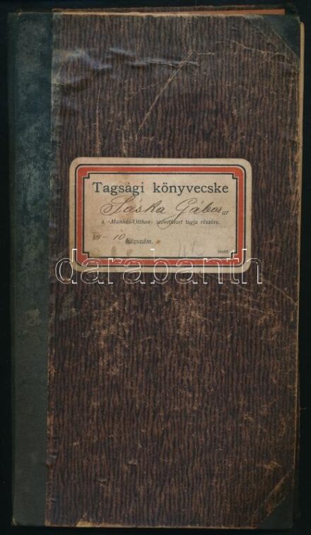 1901 Munkás-Otthon szövetkezet tagsági könyv tagdíjbélyegekkel