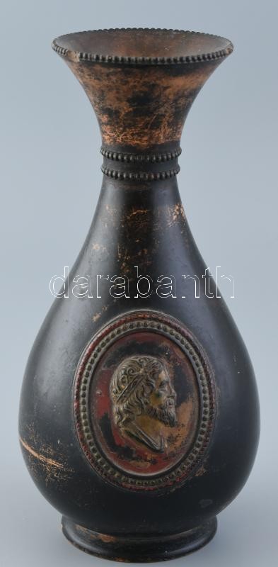 Régi kerámia váza, sérülésekkel, m: 22 cm