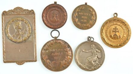 ~1920-1930. 6xklf sportérem és sportplakett-tétel T:1-,2