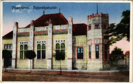 1929 Tiszafüred, Takarékpénztár. Goldstein Adolf kiadása (EK)