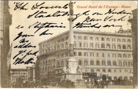 1909 Roma, Rome; Grand Hotel de l'Europe (EK)