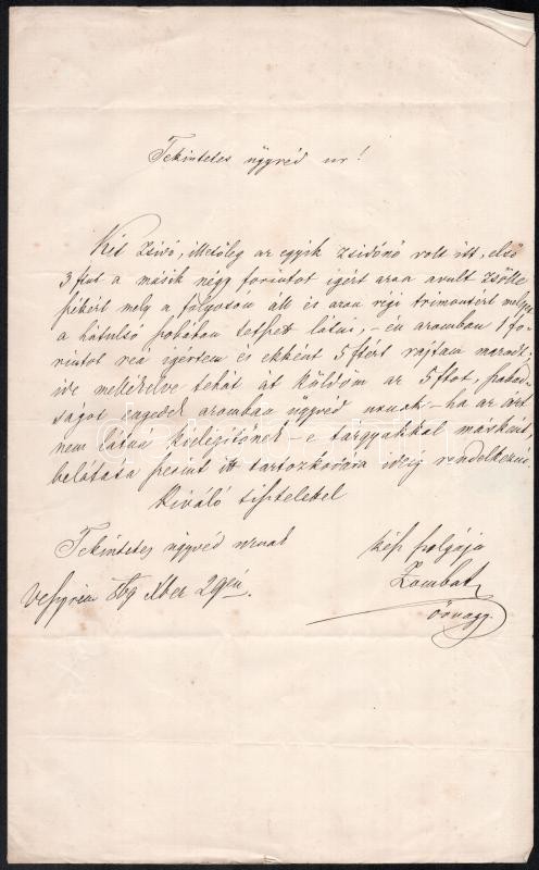 cca 1869 Zombath Antal árvái ügyében íródott, azokat illető tárgyak jegyzéke, valamint 'Zombath őrnagy' levele Andrássy Mihály ügyvéd részére, az utóbbin viaszpecséttel. - Image 3