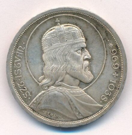 1938. 5P Ag 'Szent István' T:2 patina Adamo P8.1
