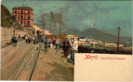 Napoli, Naples; Corso Vittorio Emanuele. litho