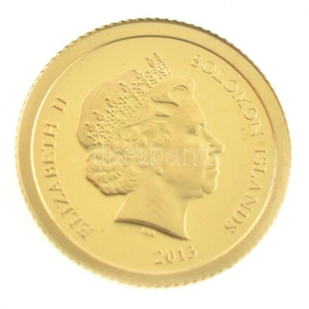 Salamon-szigetek 2013. 1$ 'II. Erzsébet, Salamon-szigetek 2013 / A világ új hét csodája - Megváltó Krisztus (szobor) Brazília' Au emlékérem (0,5g/0.585/11mm) T:PP Solomon Islands 2013. 1 Dollar 'Elizabeth II., Solomon Islands 2013 / New