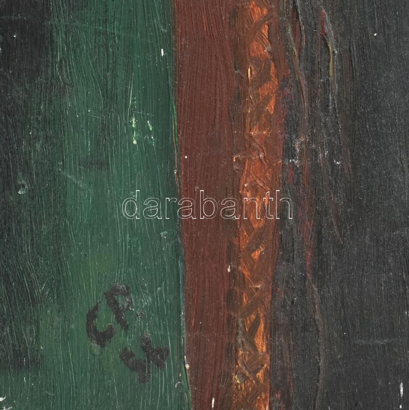 CP jelzéssel: Gitározó lány. Olaj, falemez, kissé sérült. 51×39,5 cm - Image 2