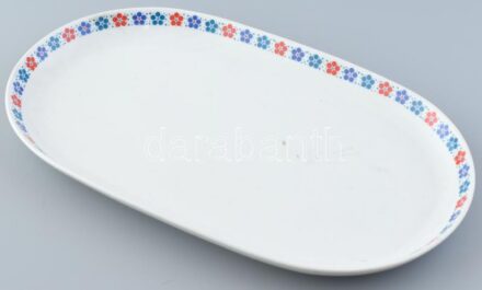 Alföldi porcelán virágmintás húsos tál, matricás, jelzett, kopásnyomokkal, 38×23 cm