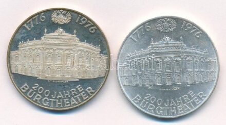 Ausztria 1976. 100Sch Ag '200 éves a Várszínház' (2x) T:1,1 (eredetileg PP) Austria 1976. 100 Schilling Ag '200th Anniversary of the Burgtheater' (2x) C:UNC,UNC (originally PP)