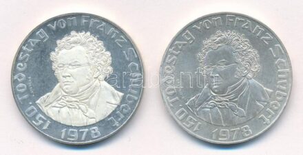 Ausztria 1978. 50Sch Ag 'Franz Schubert' T:1,1 (eredetileg PP) Austria 1978. 50 Schilling Ag 'Franz Schubert' C:UNC,UNC (originally PP) Krause KM#2922