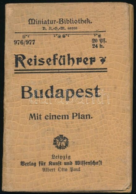 Reiseführer Budapest - Miniatür Bibliothek egy térképpel. Leipzig, cca 1900. Kiadói papírkötésben. 11 cm