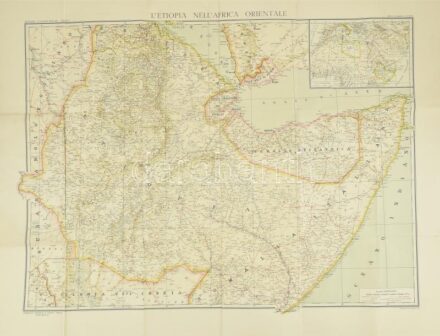 Etiópia és Kelett-Afrika. nagy méretű olasz térkép 77x60 cm