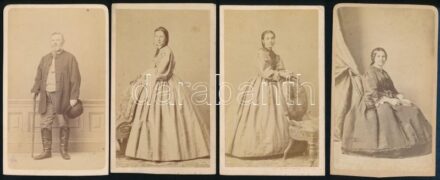 cca. 1860 vegyes portrék (10db), keményhátú fotó, Canzi és Heller Pesti műterméből, cca.10×6 cm