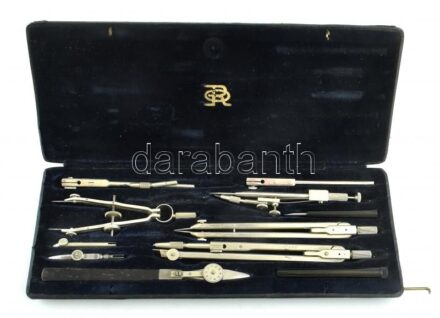Richter körző készlet, kompletten, dobozában 26x11 cm