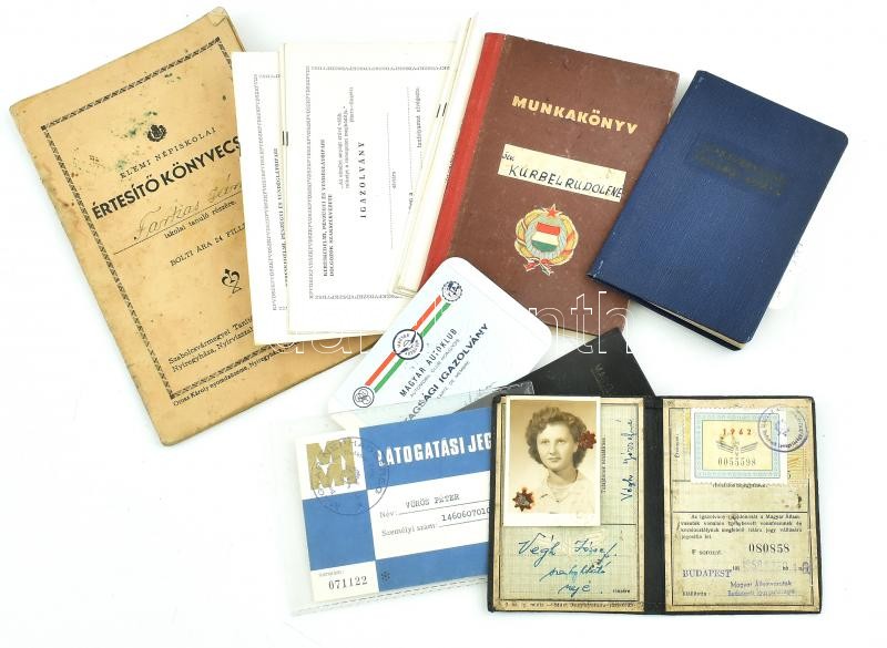 Vegyes igazolvány tétel (Magyar Néphadsereg látogatási jegy, MÁV igazolvány, stb.)