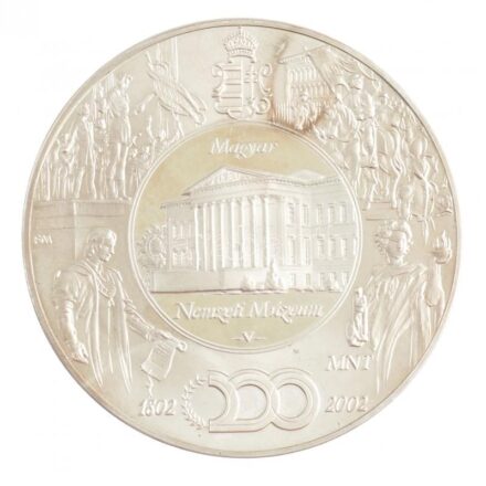 Fritz Mihály (1947-) 2002. 'Magyar Nemzeti Múzeum / Gróf Széchényi Ferenc' nagyméretű Ag emlékérem (315g/0.925/80mm) T:PP kis patina Hungary 2002. 'Hungarian National Museum / Count Ferenc Széchényi' big-sized Ag medallion. Sign:
