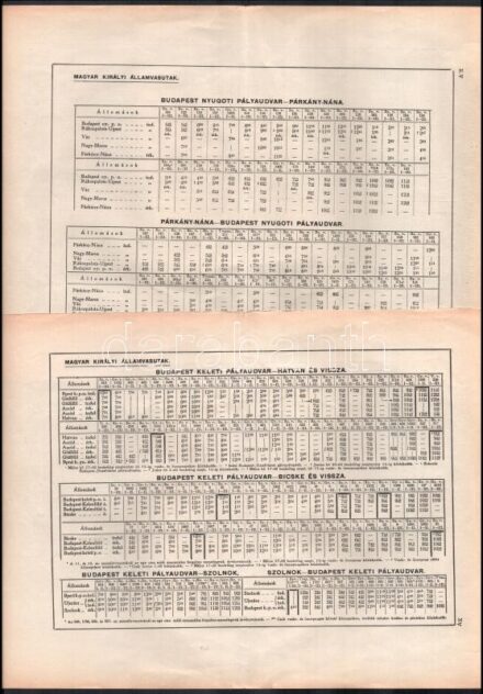 1908 Magyar Királyi Államvasutak 1908 nyári menetrend, hajtott, 2 sztl. lev. + 1985 MÁV Nemzetközi Menetrend 1985-1986