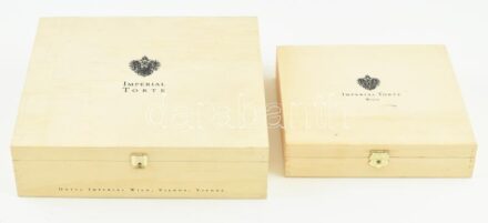 Imperial torte fadoboz 23x23x6,4, 17x17x4,5cm+Sacher köralakú fadoboz d:10,5cm