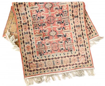 2db Shirvan márkájú kisméretű szőnyeg, gépi, 850,000 csomó, 100% Viscose, antikolt, kopott. 110x70cm