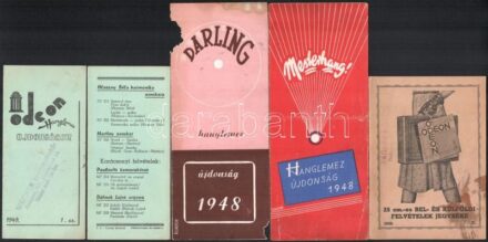 cca 1948-1949 hanglemezújdonságok, össz. 5 db nyomtatvány, egyik sérült