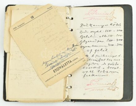 cca 1920-30 orvos feljegyzései, sok kézzel írt lap