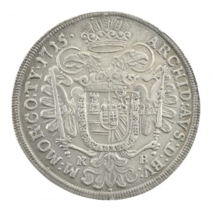 1715K-B 1/2 Tallér Ag 'III. Károly' Körmöcbánya (14,09g) T:1-,2 karc, fny. Hungary 1715K-B 1/2 Thaler Ag 'Charles III' Kremnitz (14,09g) C:AU,XF scratched, ear mark Huszár: 1609., Unger II.: 1186.