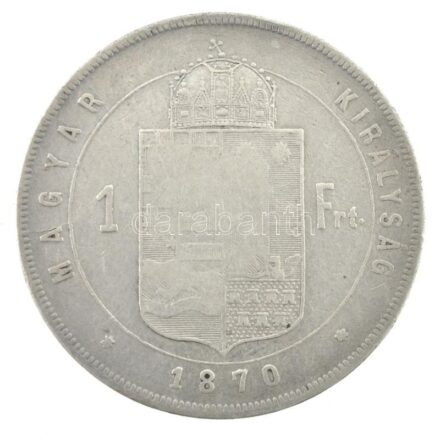 1870GYF 1Ft Ag 'Ferenc József / Középcímer' Gyulafehérvár (12,14g) T:2-,3 ph. Hungary 1870GYF 1 Forint Ag 'Franz Joseph' Alba Iulia (12,14g) C:VF,F edge error Huszár: 2139., Unger III.: 1464.b, Adamo M15