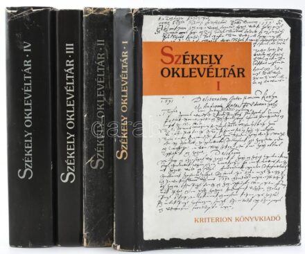 Demény Lajos, Pataki József (szerk.): Székely oklevéltár. Új sorozat. I-IV. Udvarhely széki Törvénykezési jegyzőkönyvek 1569-1627. Bukarest, 1983-1998, Kriterion. Kiadói egészvászon kötésben, papír fedőborítóval. Első kettő
