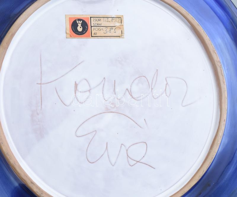 Kondor Éva (1938-): Kínáló tál. Mázas kerámia. Jelzett, hibátlan . d: 30 cm - Image 3