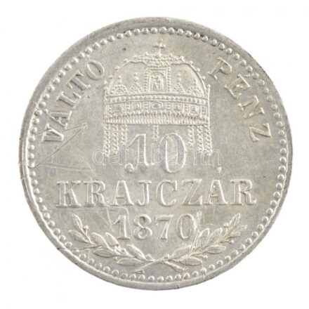 1870KB 10kr Ag 'Váltó Pénz' T:2 karcok Adamo M10.1