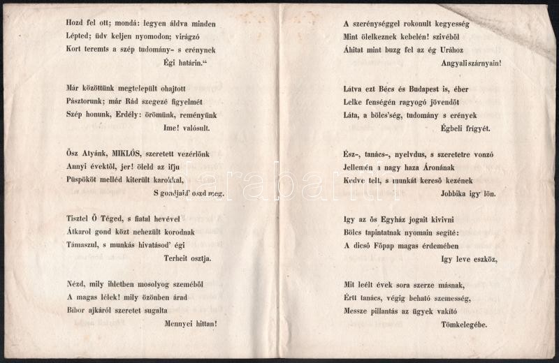 1852 Haynald Lajos (1816-1891) teológiai doktor, kalocsai bíboros érsek, erdélyi katolikus püspök beiktatására írt dicsőítő irat - Image 3