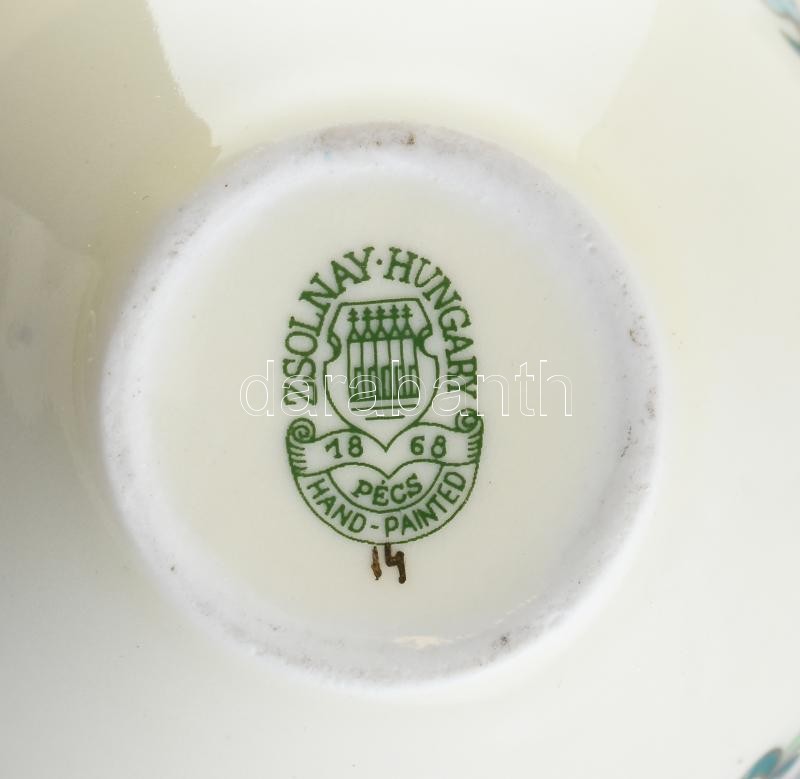 Zsolnay virágmintás porcelán váza, kézzel festett, jelzett, kopásnyomokkal, m: 13 cm - Image 2