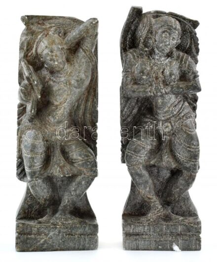 2db zsírkő, faragott, hindu istenség, m:10cm