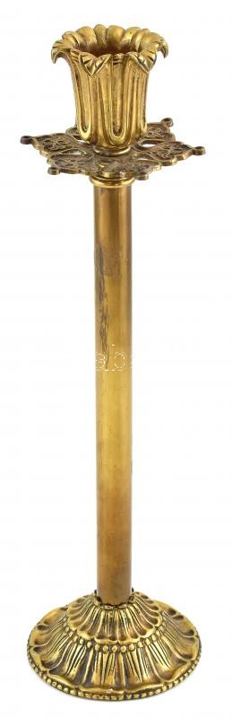 Bronz 1 ágú gyertyatartó, kopott, m:40 cm