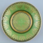 Cseh díszes porcelán tálka, jelzett, kopott, d:14cm