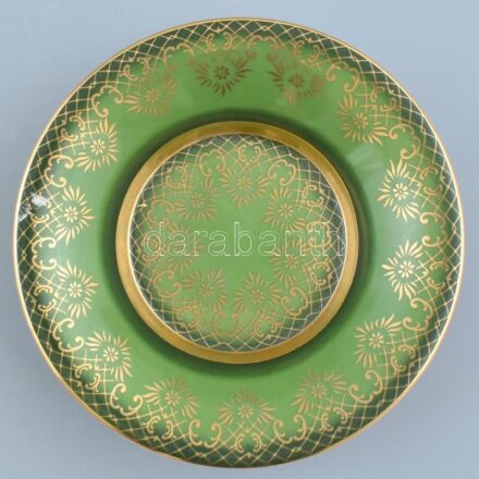 Cseh díszes porcelán tálka, jelzett, kopott, d:14cm
