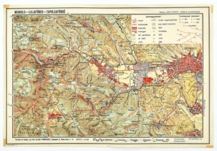 1931 Miskolc Lillafüred Tapolcafürdő turista térkép 32x23 cm