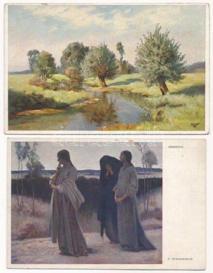 29 db MODERN motívum képeslap: művész / 29 modern motive postcards: art