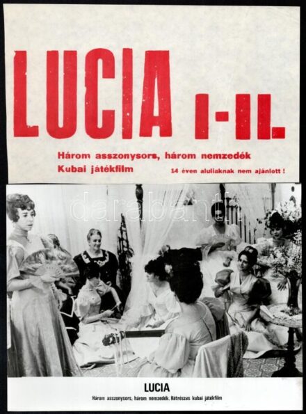 1968 ,,Lucia I-II.' című kubai film szereplői és jelenetei, 16 db vintage produkciós filmfotó + hozzáadva 1 db kisplakátot (hajtásnyommal), 18x24 cm